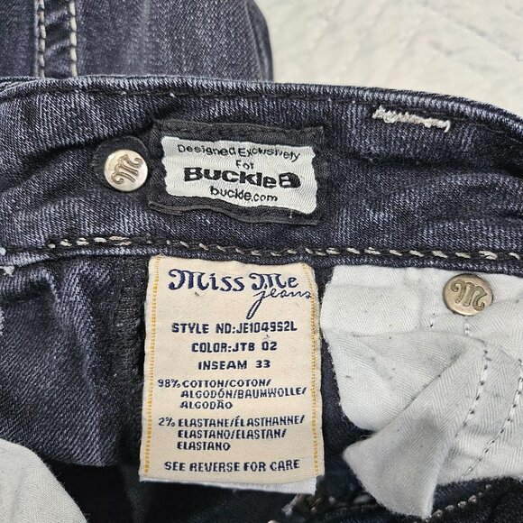 Miss Me Jeans Womens 26 Black Skinny Denim Jeans Rhinestone Studs JE104952L - Picture 11 of 12